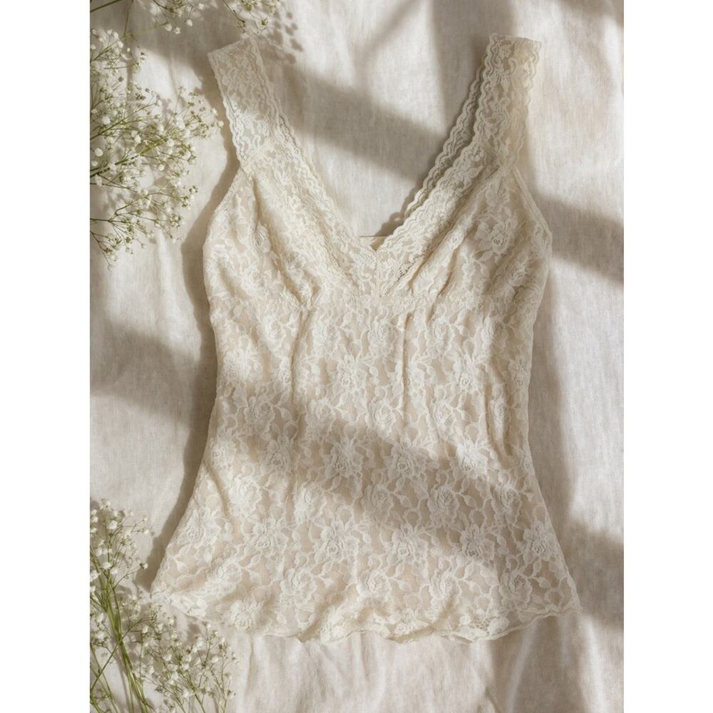 Vintage Hanky Panky Lace Camisole Tank Top USA Large Romantic Y2K